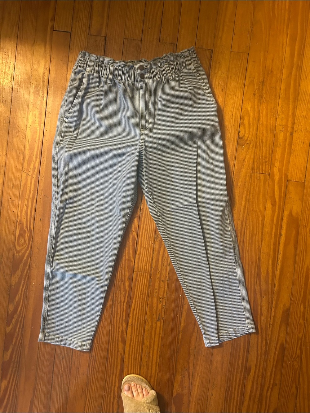 Women’s Universal Thread Blue & White Pinstripe Elastic Waist Pants Size 14